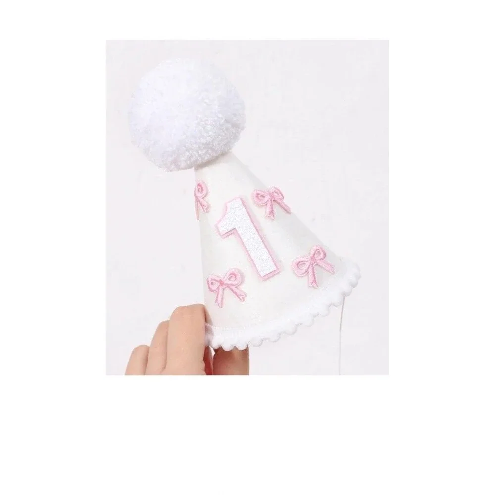Half Birthday Hat - Bow Cake Smash Crown for 1 Year Old Baby, Mini Photo Prop